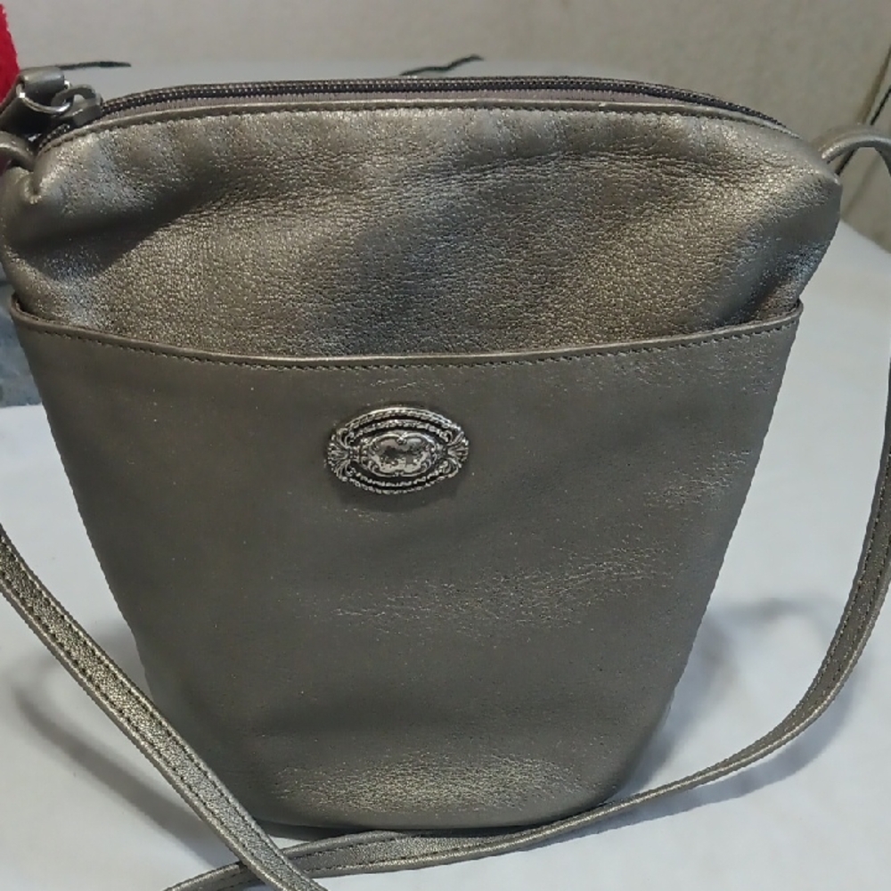 Fossil Metallic Gray Crossbody Bag